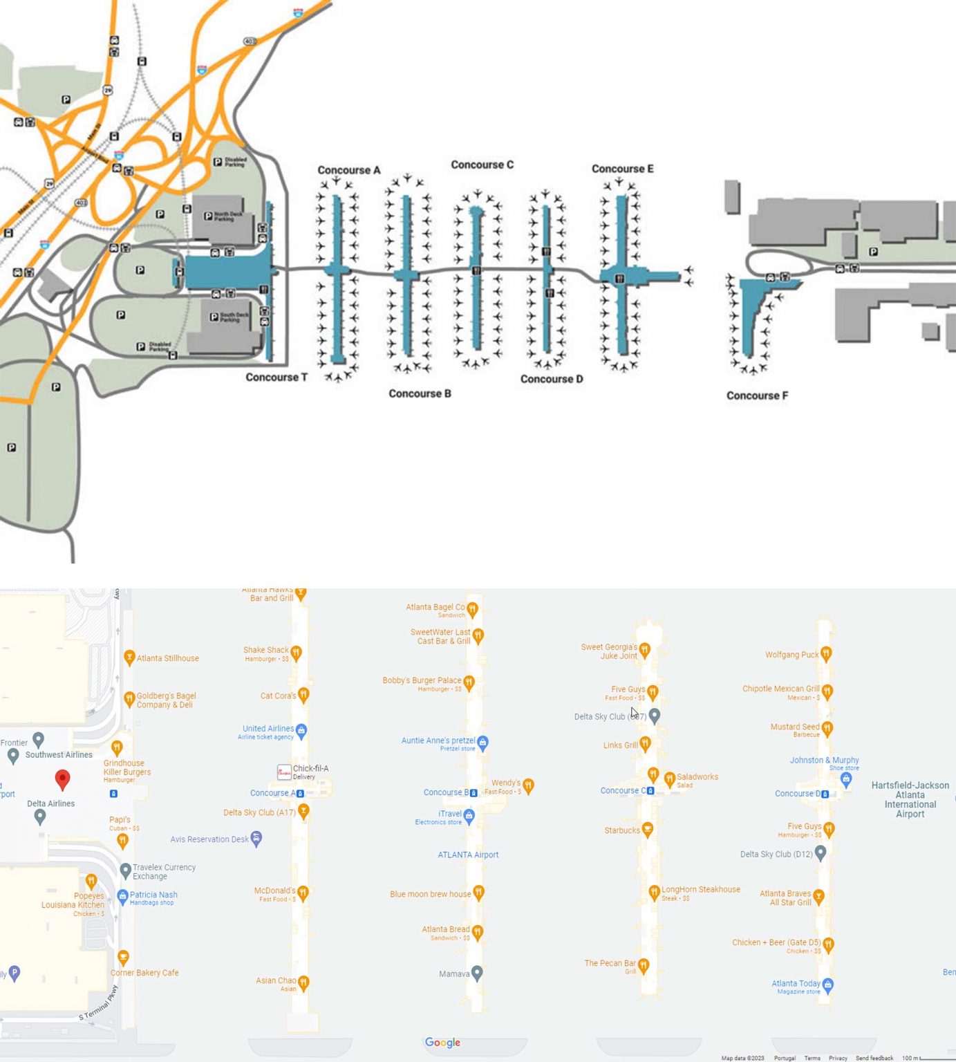 Atlanta Airport Domestic Terminal North Map 
